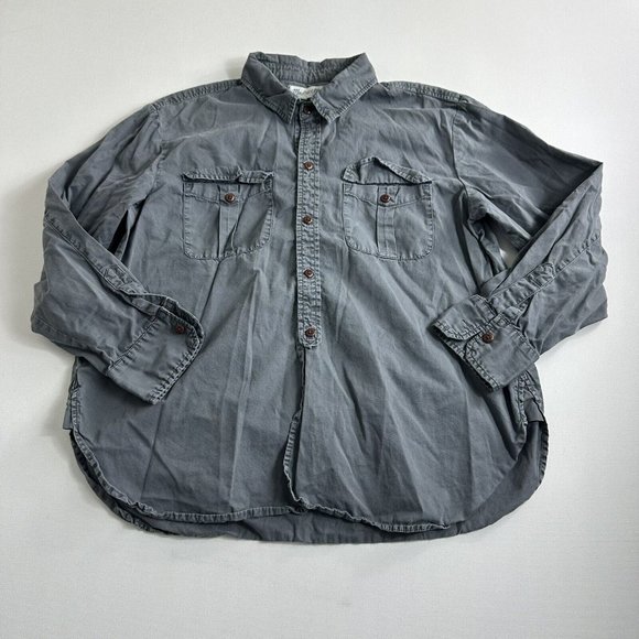 Madewell Button‎ Up Top Womens Size Large Gray Front Pockets Casual Long Sleeve - Picture 1 of 9